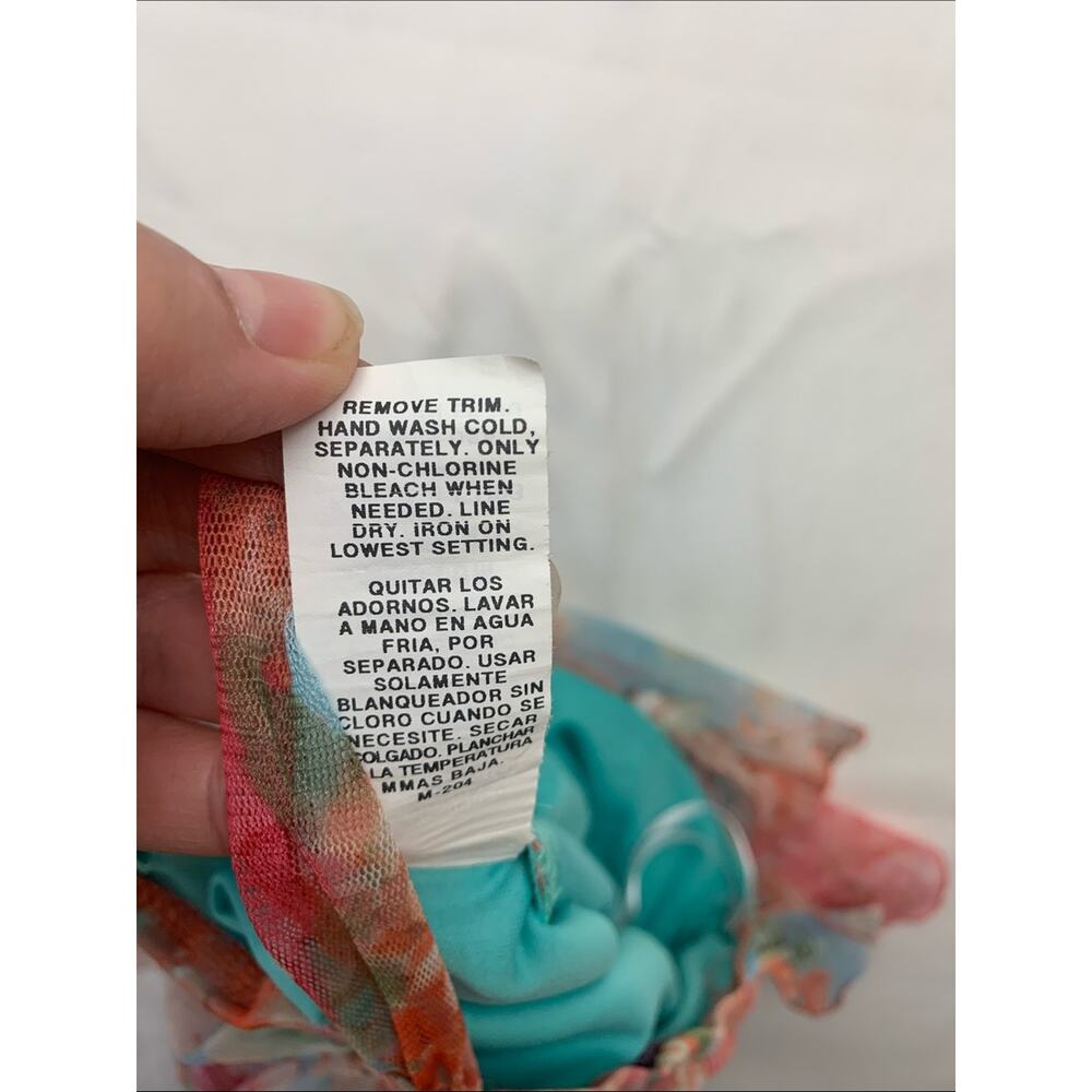 XoXo size medium y2k fairy Floral Aqua Summer Dress mini Ribbon Tie girl brat - Picture 11 of 12
